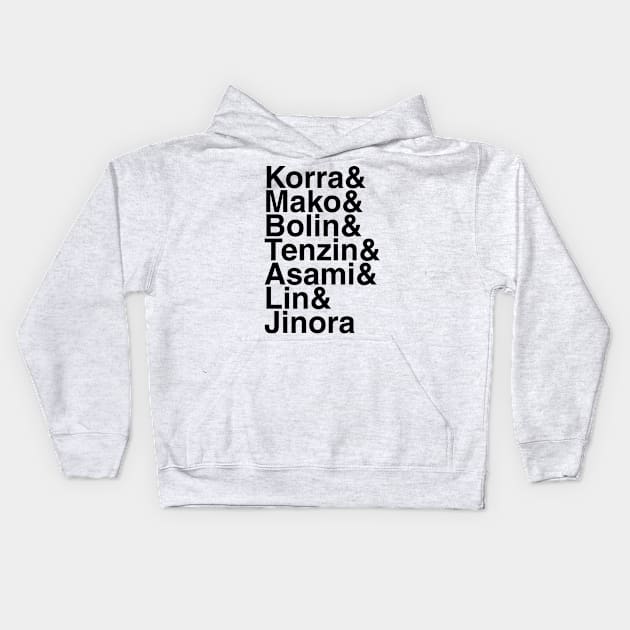 Legend Of Korra Helvetica List Kids Hoodie by DennisMcCarson